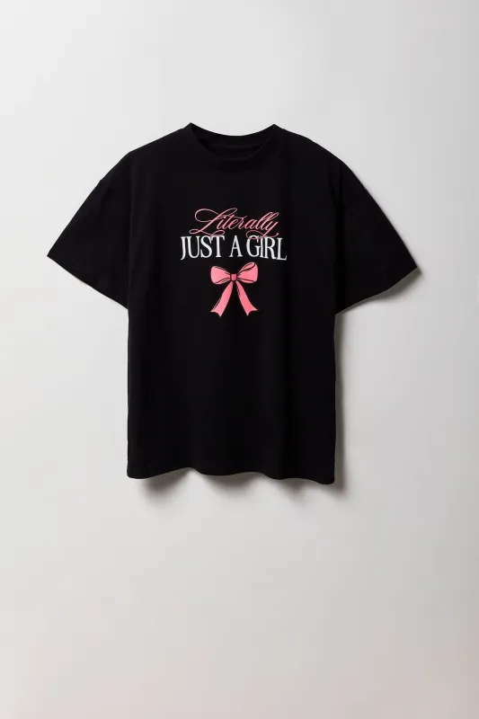 Literally Just a Girl Graphic Boyfriend T-Shirt sold by Urban Planet