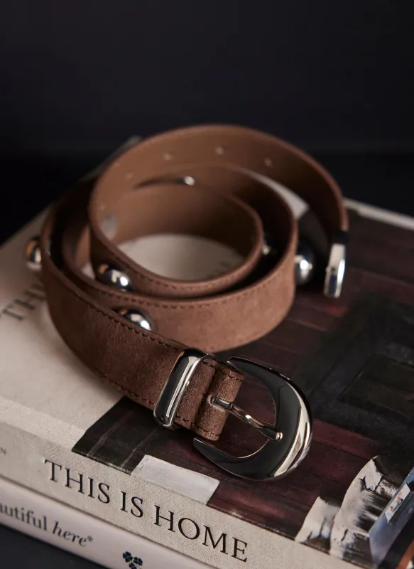 Brown Studded Suede Belt sold by Mint Velvet