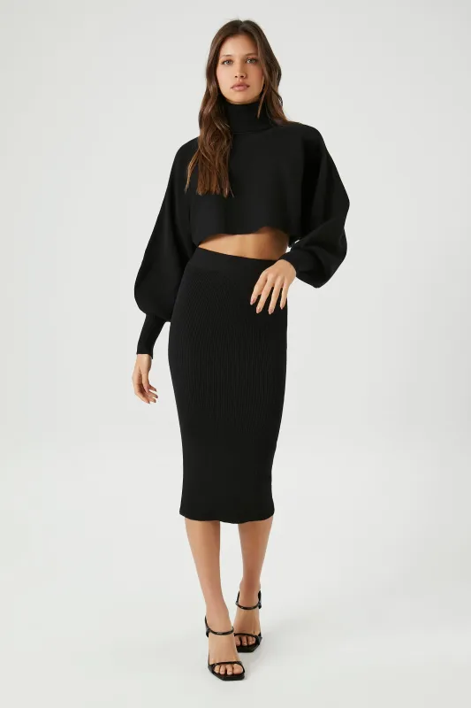 Turtleneck Sweater & Skirt - Black sold by Edgars