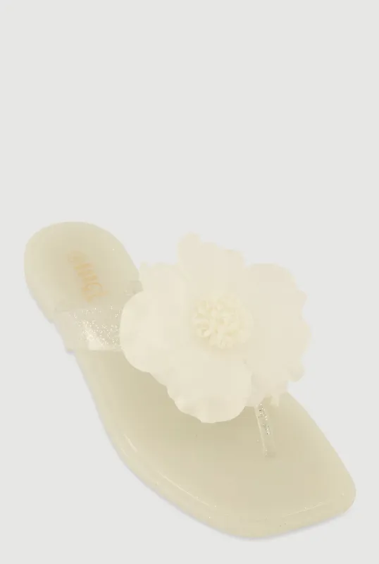 Flower Detail Jelly Thong Sandals sold by Rainbow
