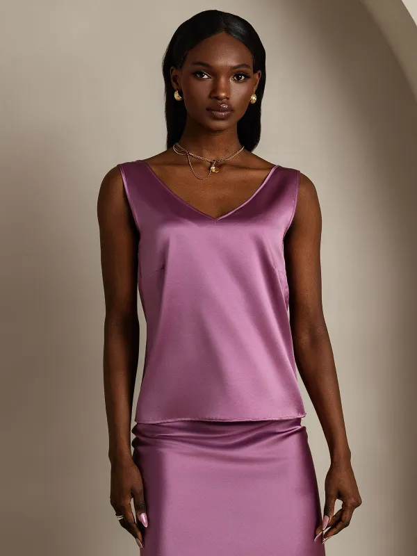 19Momme Silk V-neck Straps Tank Top sold by SilkSilky