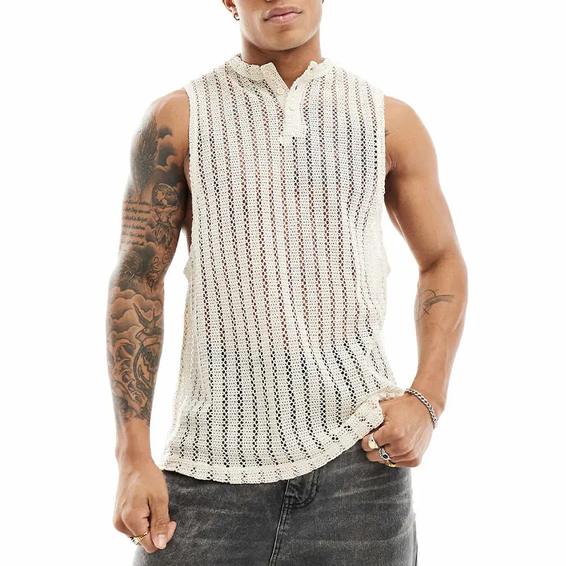 Men's Beach Knit Pullover Sleeveless Tank Top MTA1715C6X sold by Manly