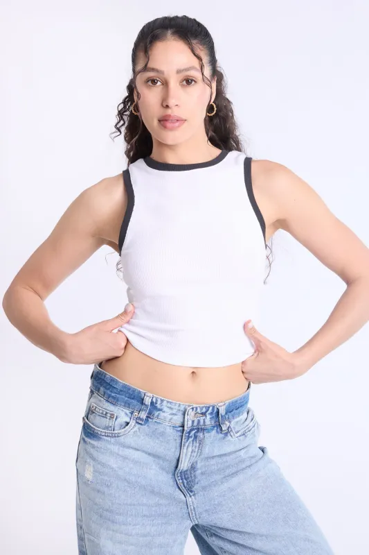 AERO Ribbed High Neck Tank Top sold by Bluenotes