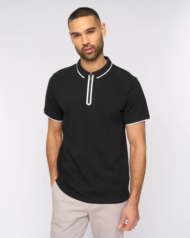 Mens Oakden Zip Front Polo Black sold by Brand Corner