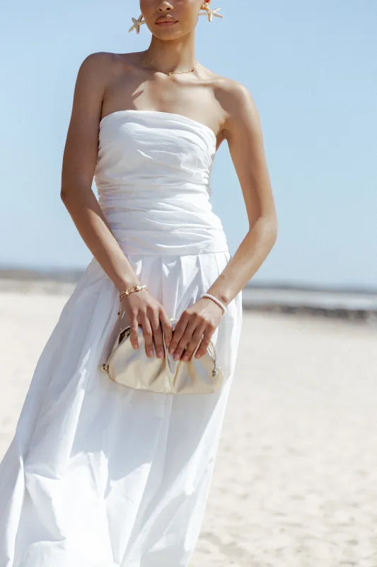 Nell Strapless Maxi Dress - White sold by Petal & Pup