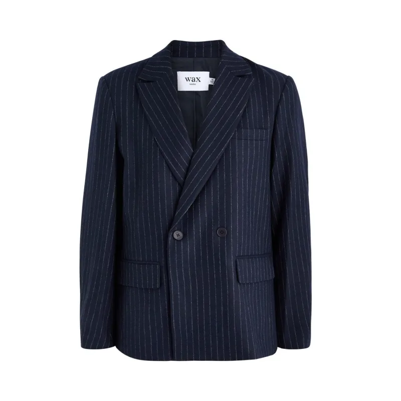 Gekko Pinstripe Blazer - Navy sold by Stomping Ground