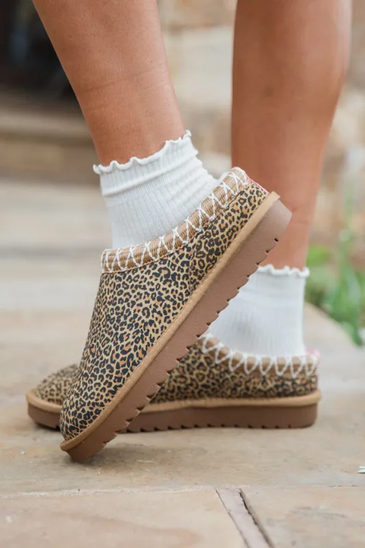 Sydney Leopard Short Slip-On Booties sold by Pink Lily