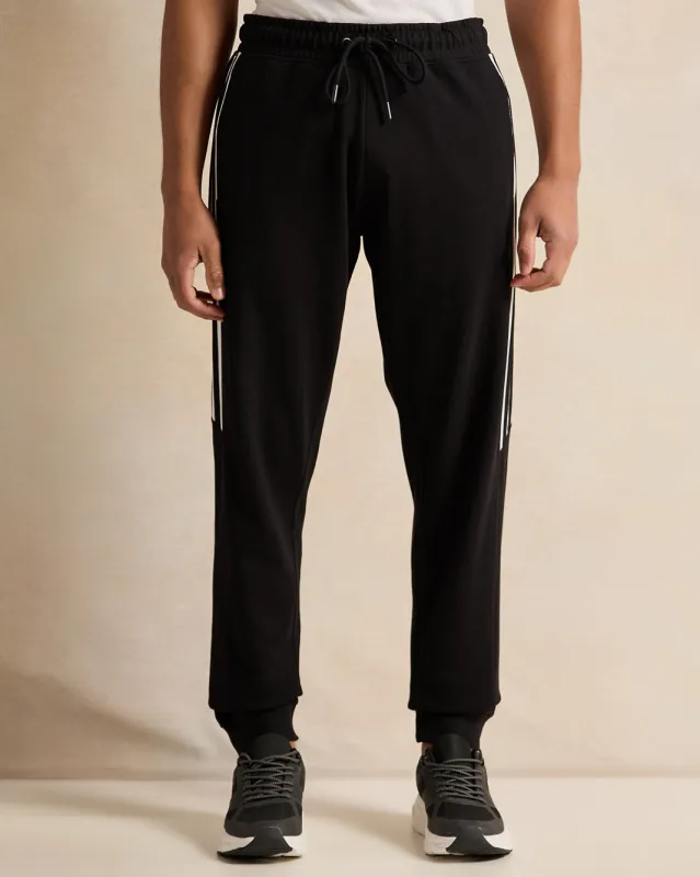 Men Black Pique Active Pants sold by Redtag