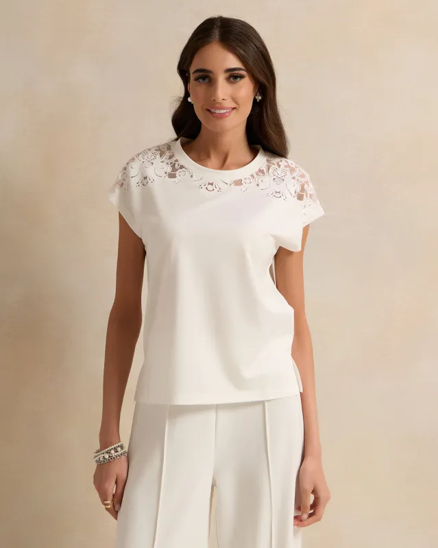 Women White Embellished Top sold by Redtag