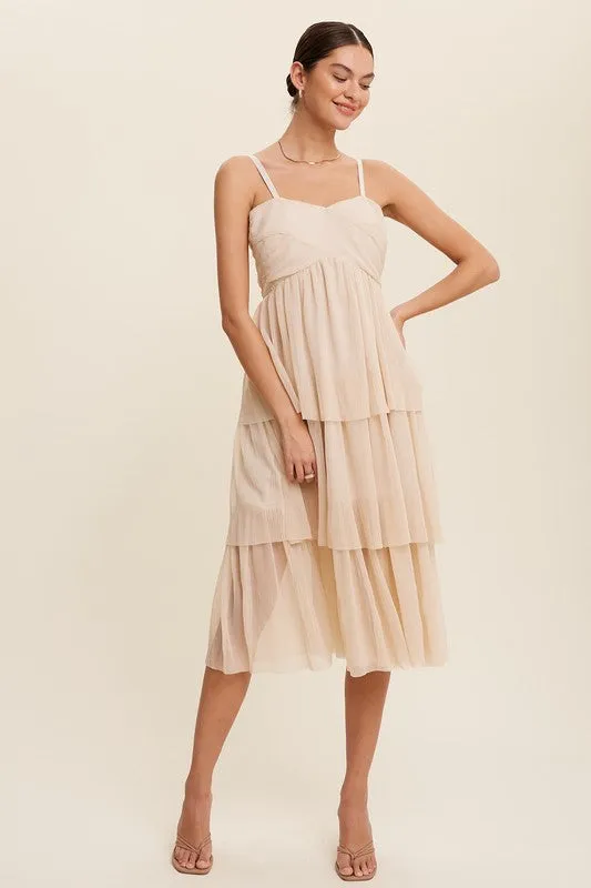 Tiered Pleated Midi Dress sold by U-NI-TY