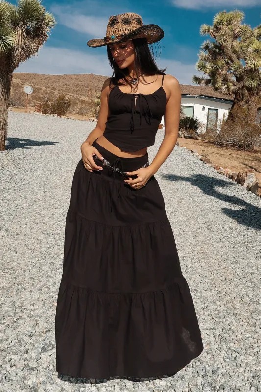 Barbados Linen Maxi Skirt - Black sold by Thats So Fetch