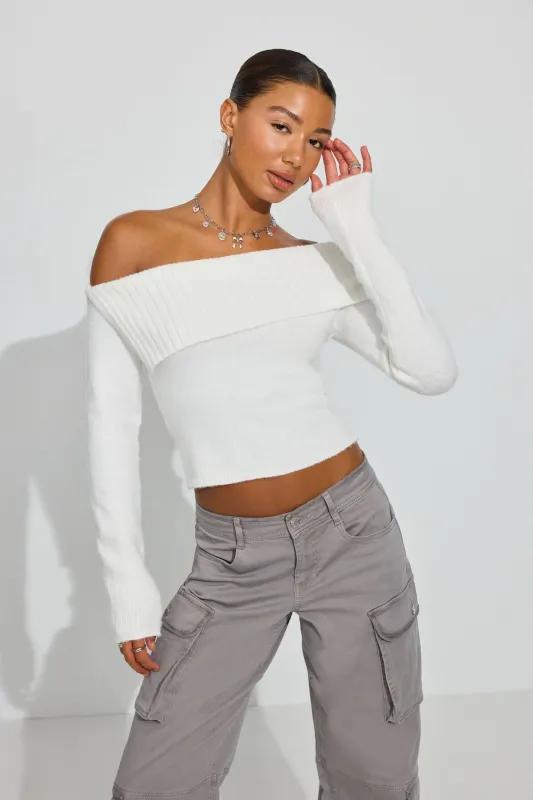 Spongy Off Shoulder Sweater sold by Garage