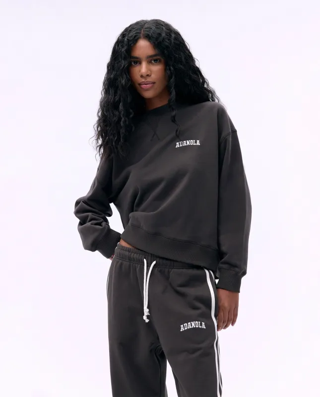 Varsity Loose Fit Sweatshirt - Coffee Bean/Marshmallow White sold by Adanola