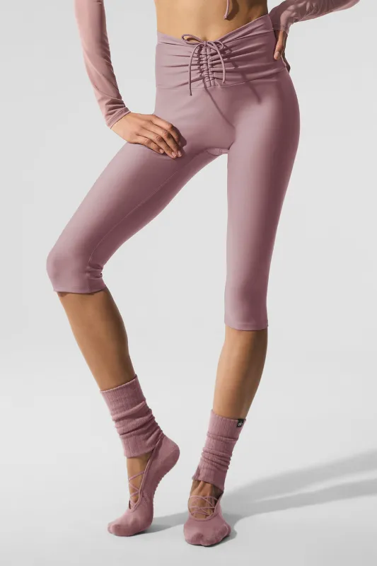 Airlift Mesh High-Waist Divine Capri - Smoky Quartz sold by Alo Yoga