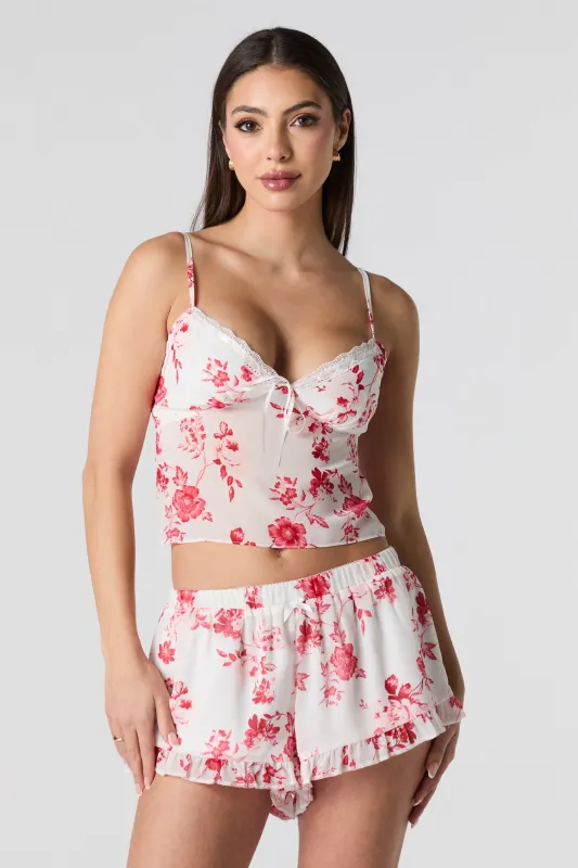 Printed Chiffon Ruffle Short sold by Urban Planet