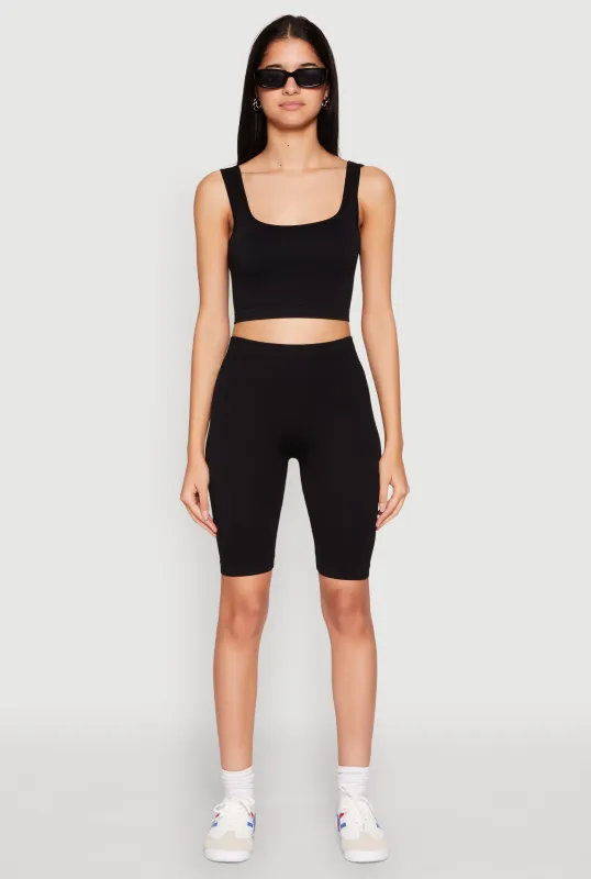 Seamless Square Neck Crop Top and Biker Shorts sold by Rainbow