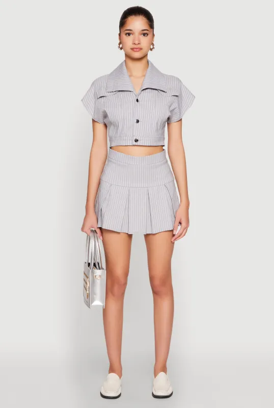 Pinstripe Pleated Skirt sold by Rainbow