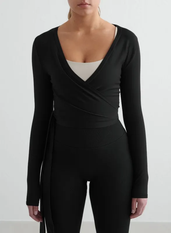 Black Shape Seamless Wrap Long Sleeve sold by Aimn