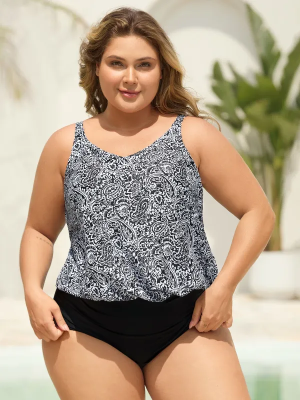 Paisley Print Ruched One-Piece Swimsuit sold by Bloomchic