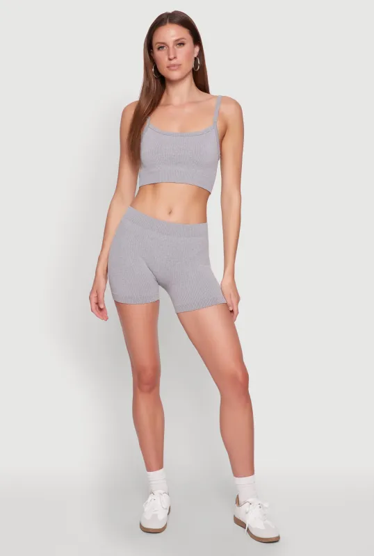 Seamless Cropped Cami and Shorts Set sold by Rainbow