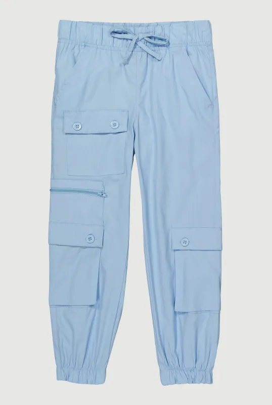 Little Girls Zip and Button Front Cargo Joggers sold by Rainbow