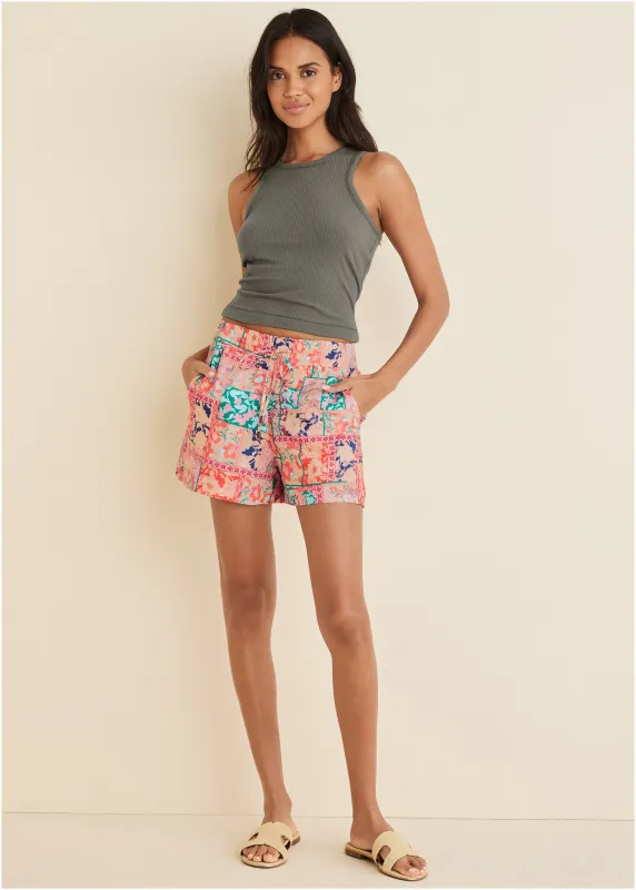 Linen Easy Shorts - Venetian Patchwork sold by VENUS