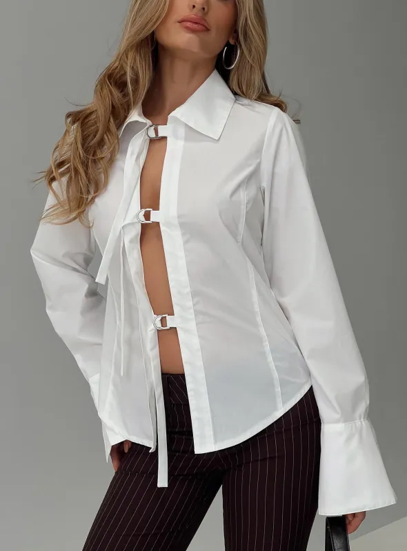 The Temptation Long Sleeve Top White sold by Princess Polly