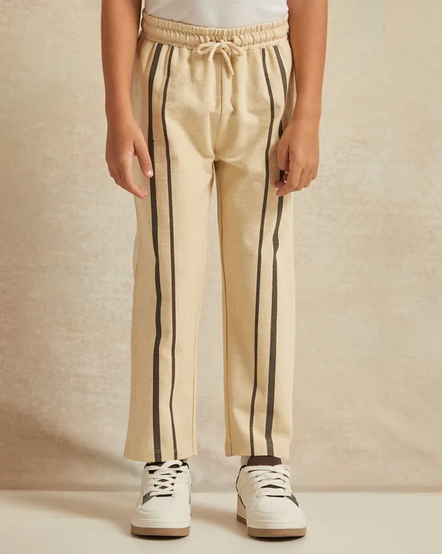 Boys Beige Striped Track Pant sold by Redtag