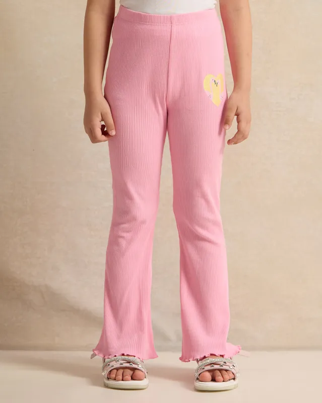 Girls Pink Flamingo Print Flared Leggings sold by Redtag