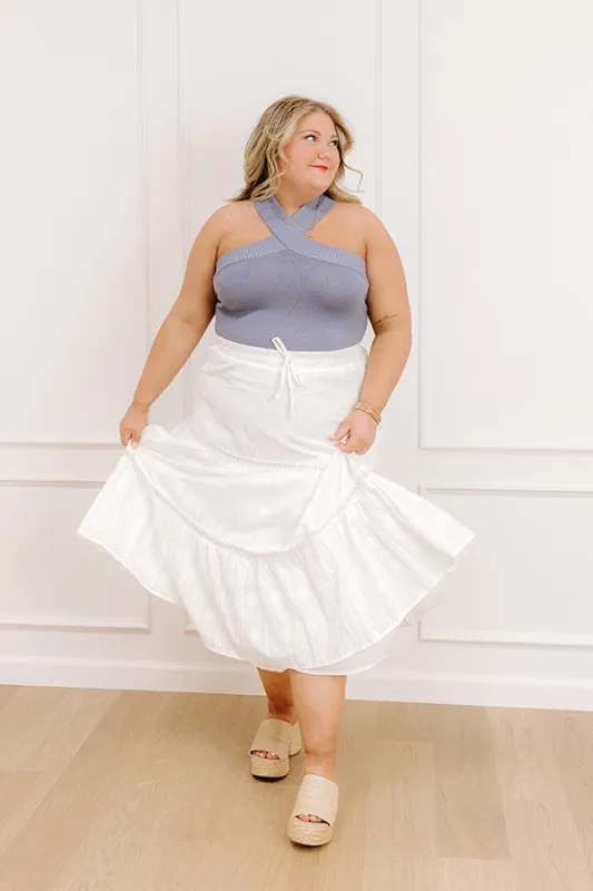 The Gabriella High Waist Embroidered Midi Skirt Curves sold by Impressions