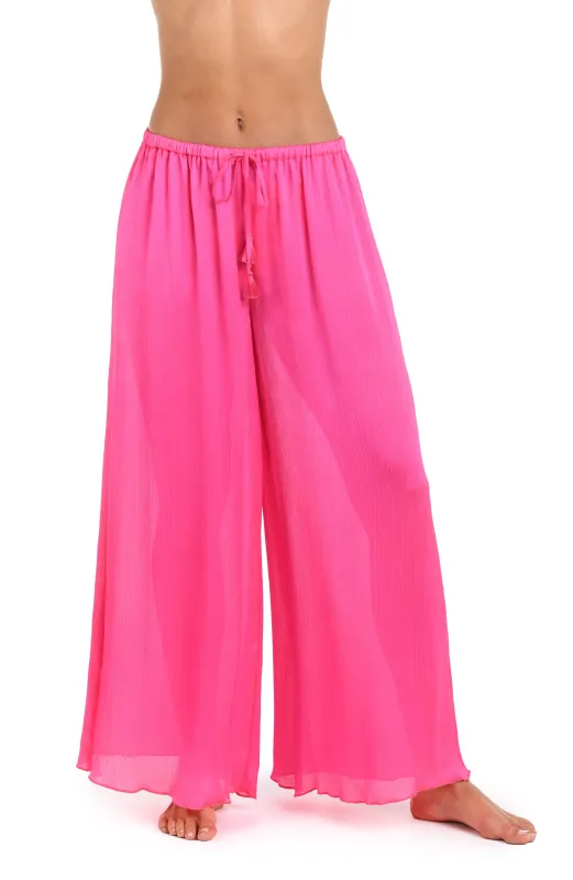 Sunshine 79 Radiance Crinkle Beach Pant - Bright Pink sold by La Blanca