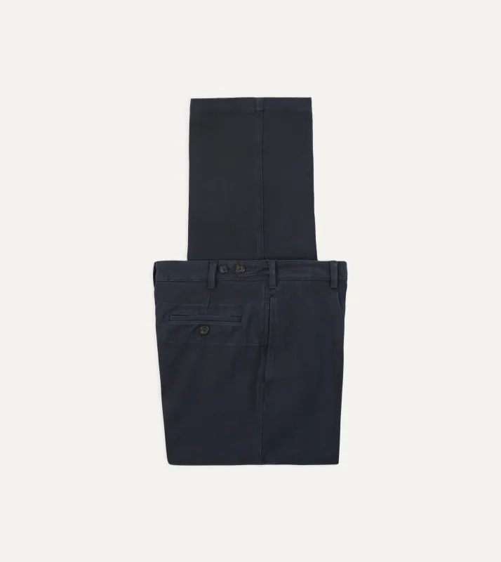 Dark Navy Heavy Cotton Twill Games Trousers sold by Drake's London