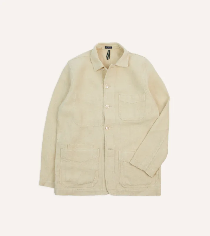 Ecru Linen Five-Pocket Chore Jacket sold by Drake's London