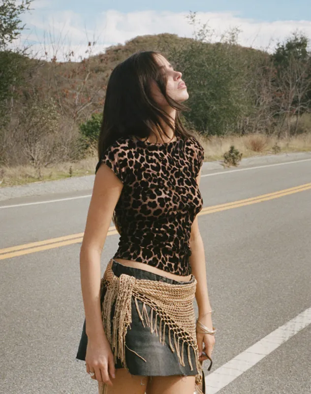 Nova Top in Flock Mesh Rar Leopard sold by Motel Rocks