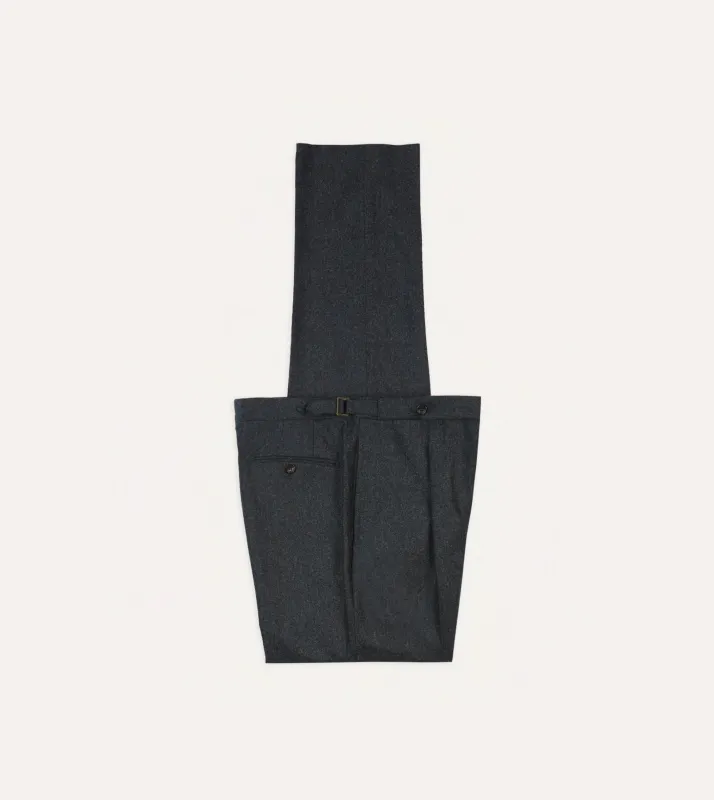 Grey Wool Flannel Single Pleat Trouser sold by Drake's London