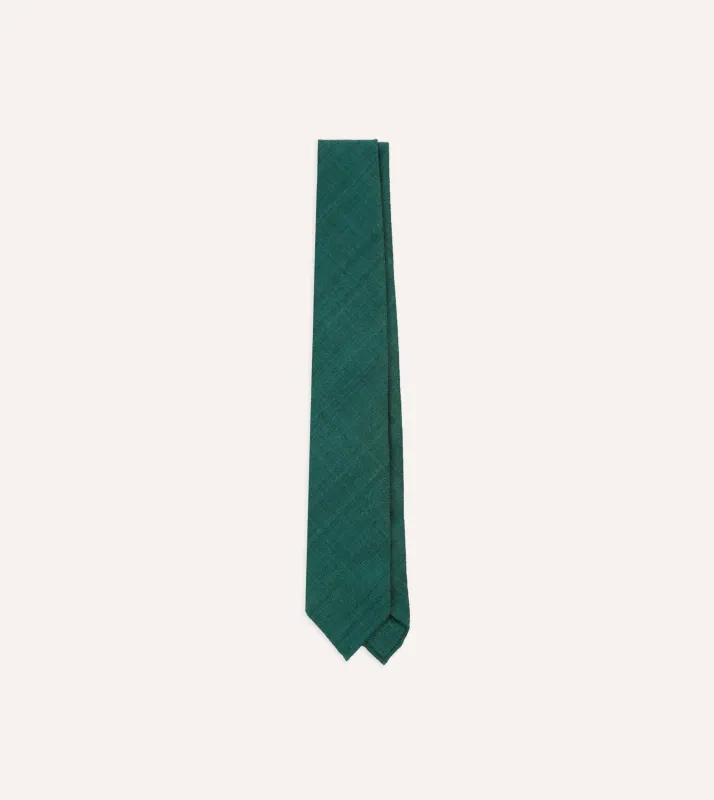 Teal Tussah Hand Rolled Silk Tie sold by Drake's London