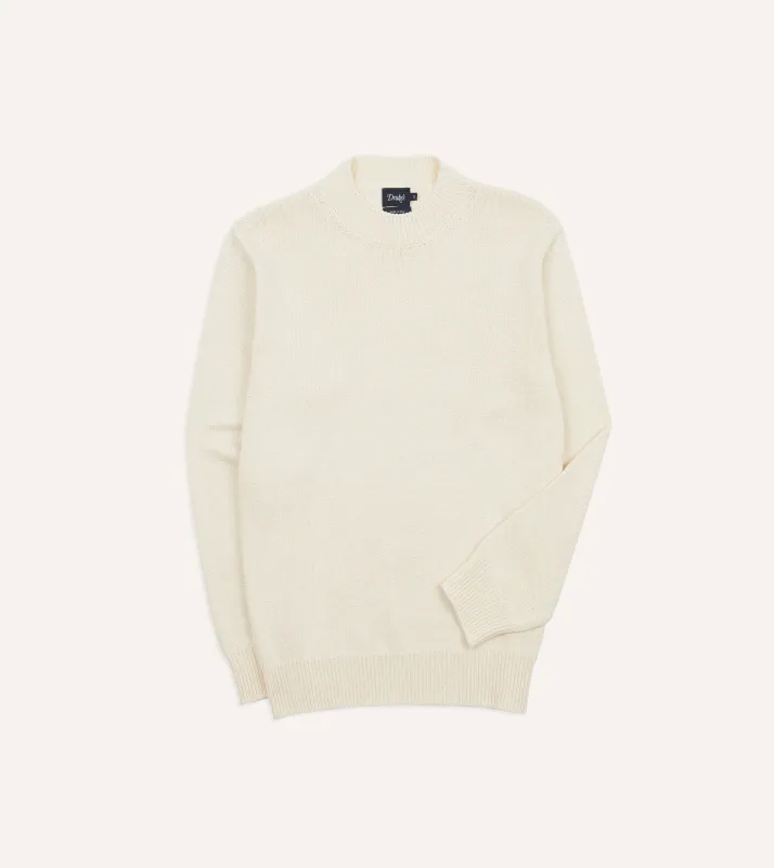 Ecru Cotton Mock Neck Jumper sold by Drake's London
