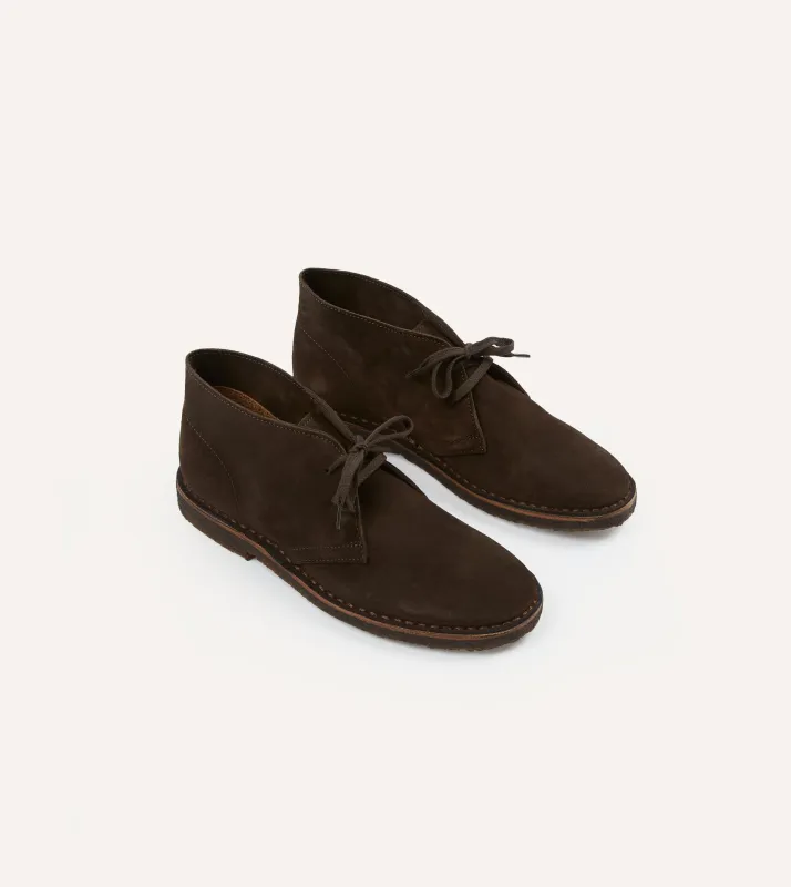 Clifford Desert Boot Dark Brown Suede sold by Drake's London