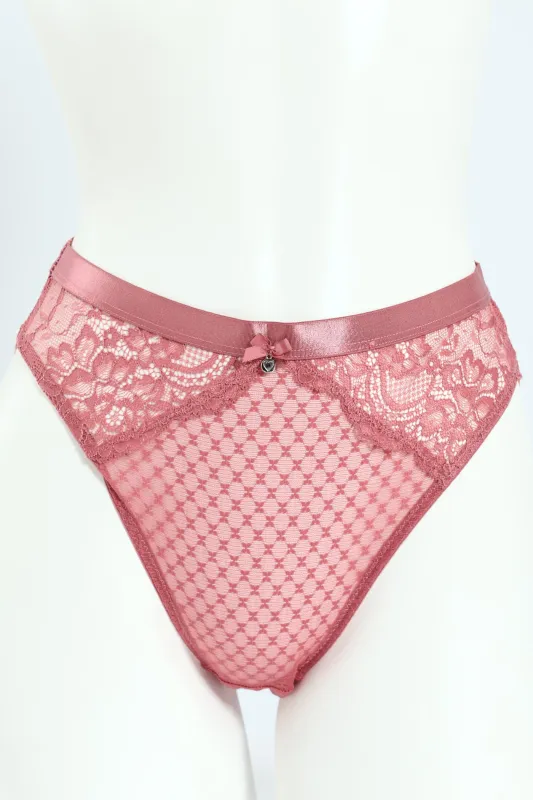 Lace & Mesh Hi Cut Panties - Rose sold by Edgars 