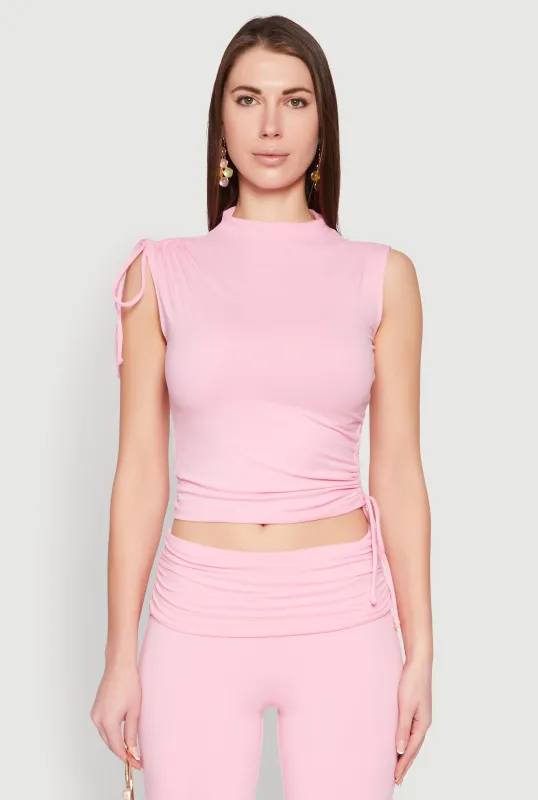 Ruched Mock Neck Crop Top sold by Rainbow