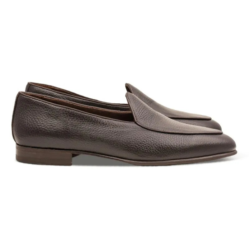 Yanko classic Belgian loafer dark brown deerskin | Skolyx sold by Skolyx
