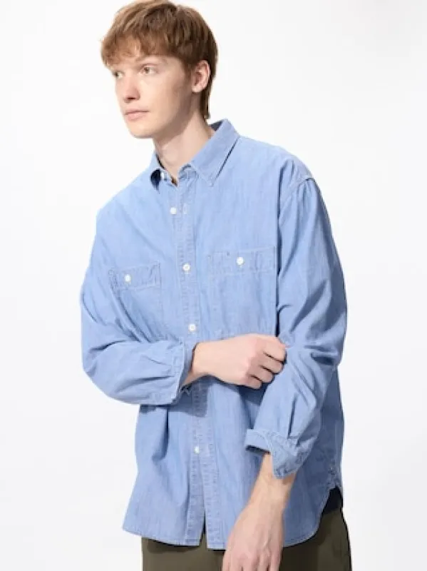 Uniqlo - Chambray Overshirt - Blue sold by Uniqlo