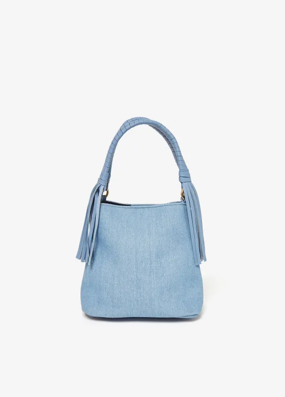 Fringed Denim Bucket Bag sold by Ashley Stewart