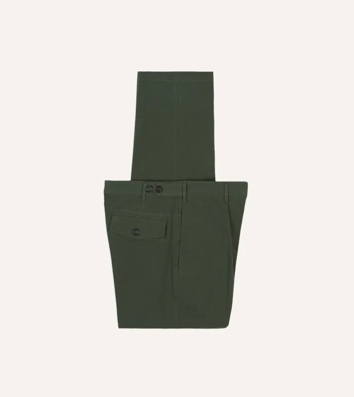 Olive Seersucker Games Trousers sold by Drake's London