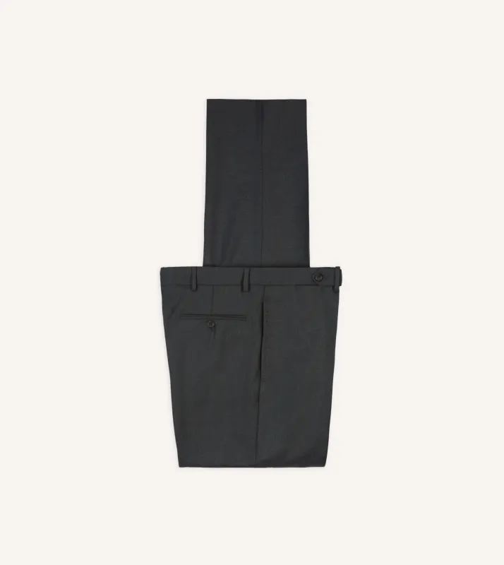 Grey Worsted Wool Flat Front Trouser sold by Drake's London