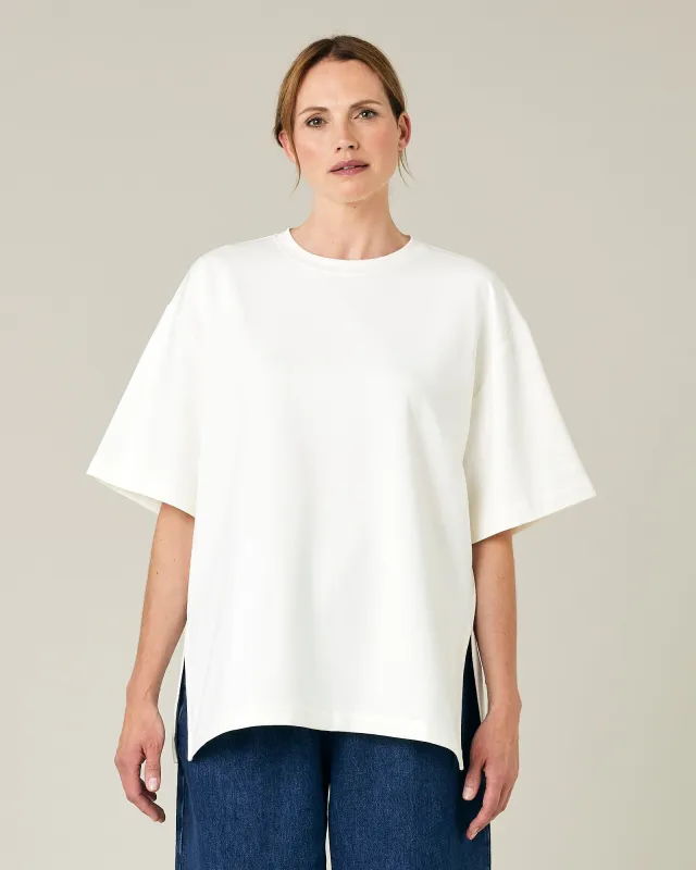 Jude Off White Cotton Jersey Short Drop Sleeve Top sold by Beyond Nine