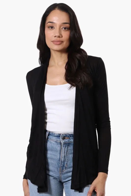 Magazine Long Sleeve Open Wrap Cardigan - Black sold by Fairweather