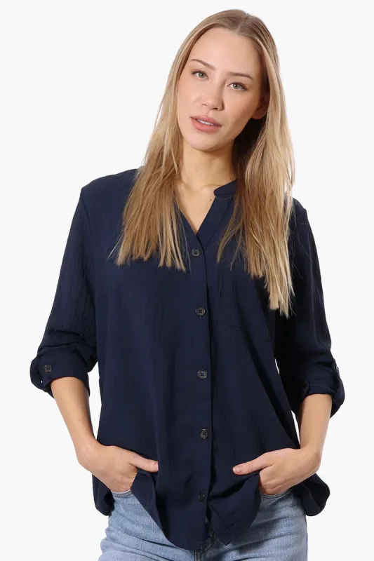 Urbanology Button Down Roll Up Sleeve Shirt - Navy sold by Fairweather