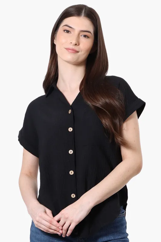 Urbanology Short Sleeve Button Down Shirt - Black sold by Fairweather