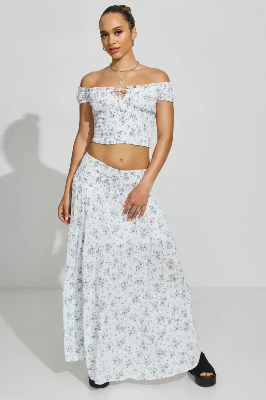 Eliana Smocked Peasant Midi Skirt sold by Garage